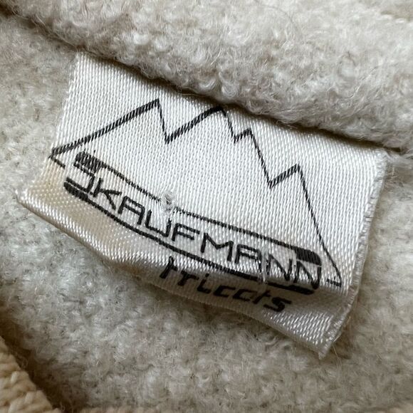 Vintage J. Kaufmann Wool Jacket Coatigan Ribbed Knit Trim Long Cream - Picture 5 of 14